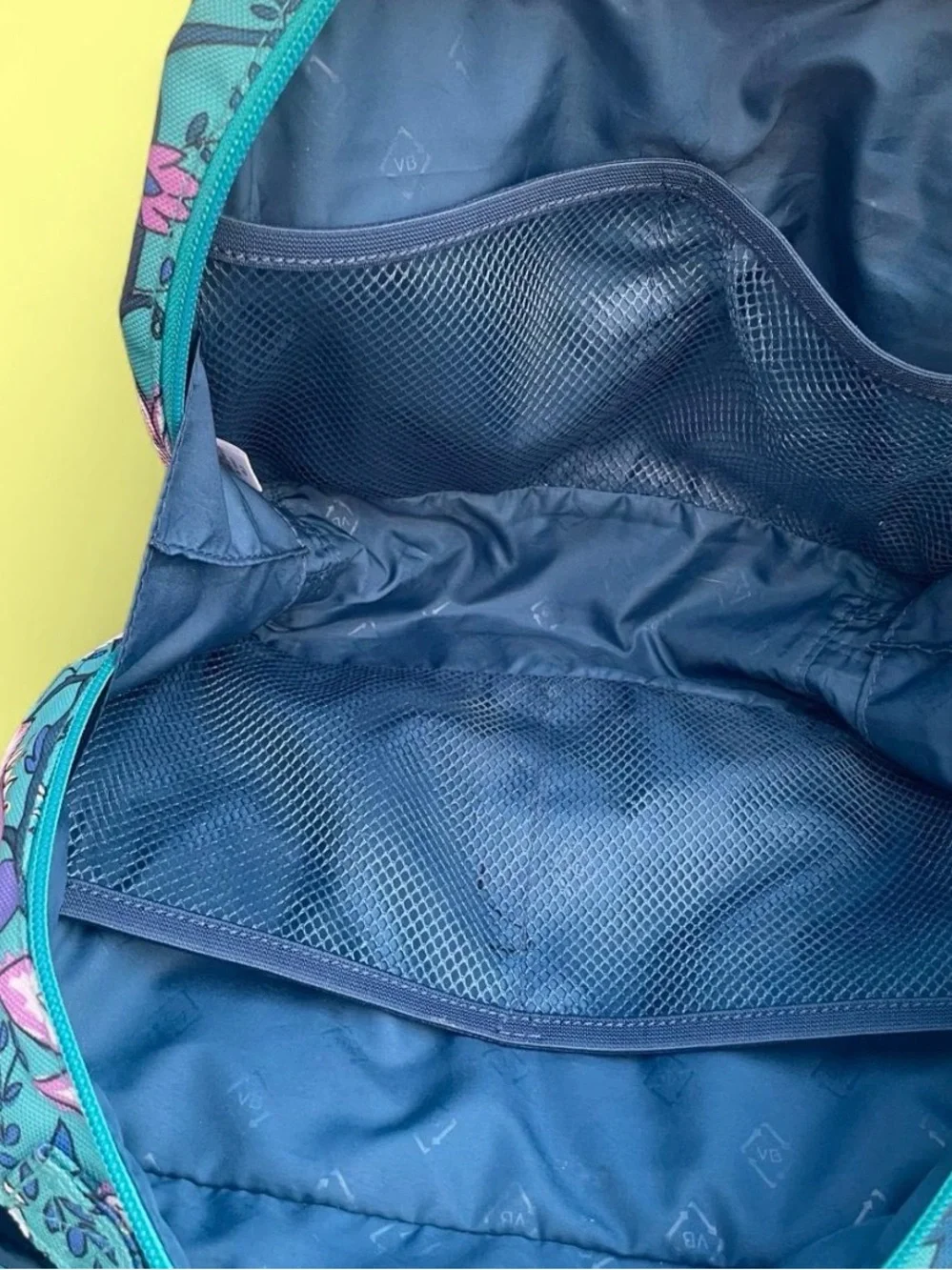 Vera Bradley Teal Floral Cosmetic Case with Handle